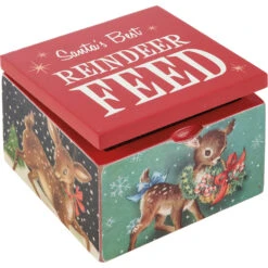 Primitives By Kathy Santa's Best Reindeer Feed Hinged Wooden Box Christmas Decoration 115353