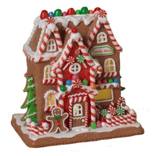9" Battery Operated Lighted Clay Dough Gingerbread Christmas House 2659510 - Image 2