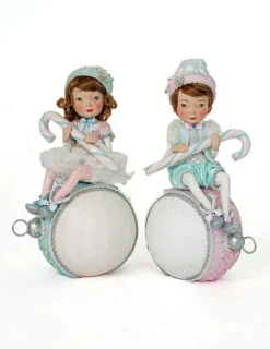 Katherine's Collection Frost And Tenderness Christmas Elves On Ornaments Set Of 2 28-228677