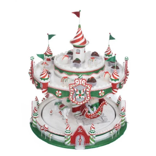Katherine's Collection 48" Peppermint Palace Christmas Carousel Cupcake Server 28-328043 - Image 2