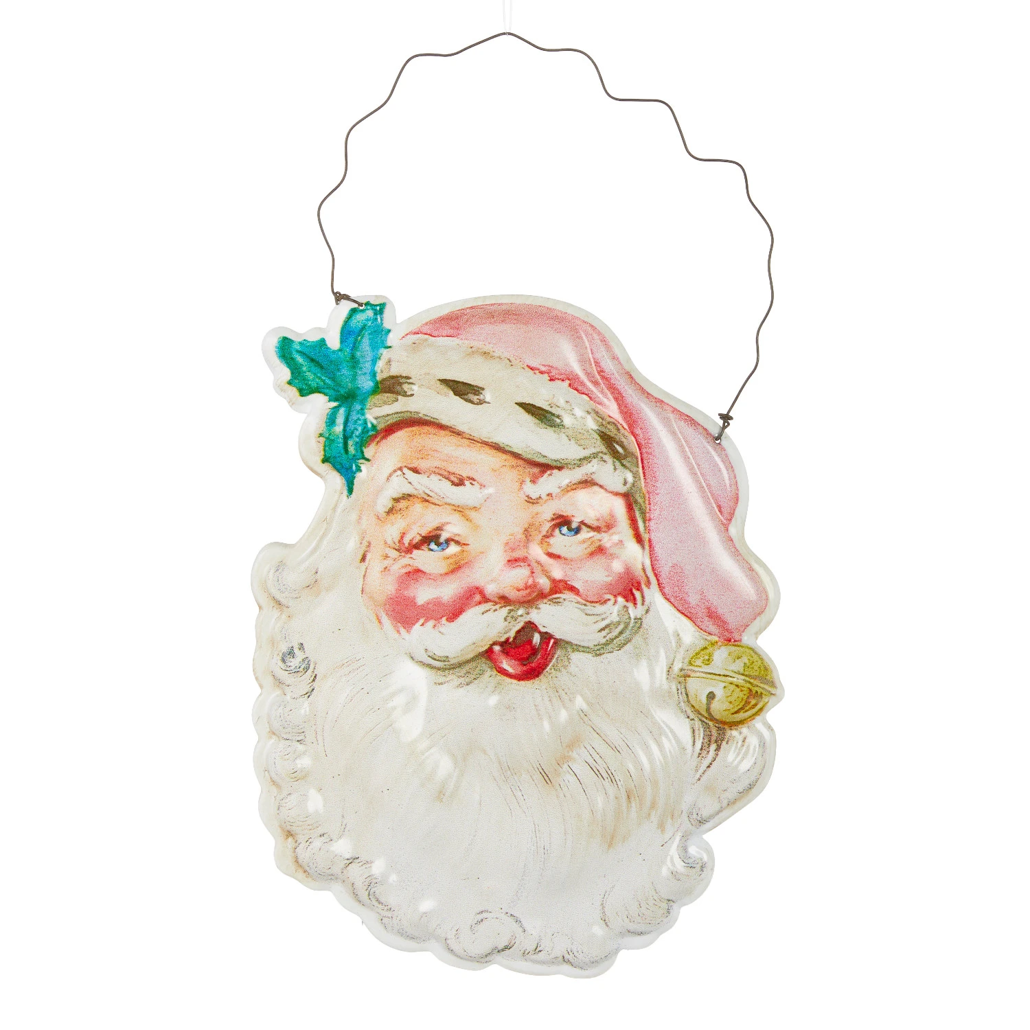 Raz 8" Metal Embossed Santa Face Christmas Ornament 4111268 3 Raz 8" Metal Embossed Santa Face Christmas Ornament 4111268