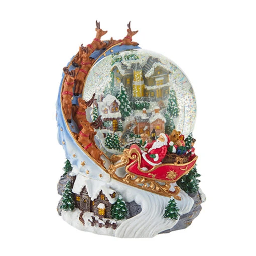 Raz 7.5" Santa And Sleigh Lighted Swirling Glitter Water Globe Christmas Snow Globe 4200758 - Image 2