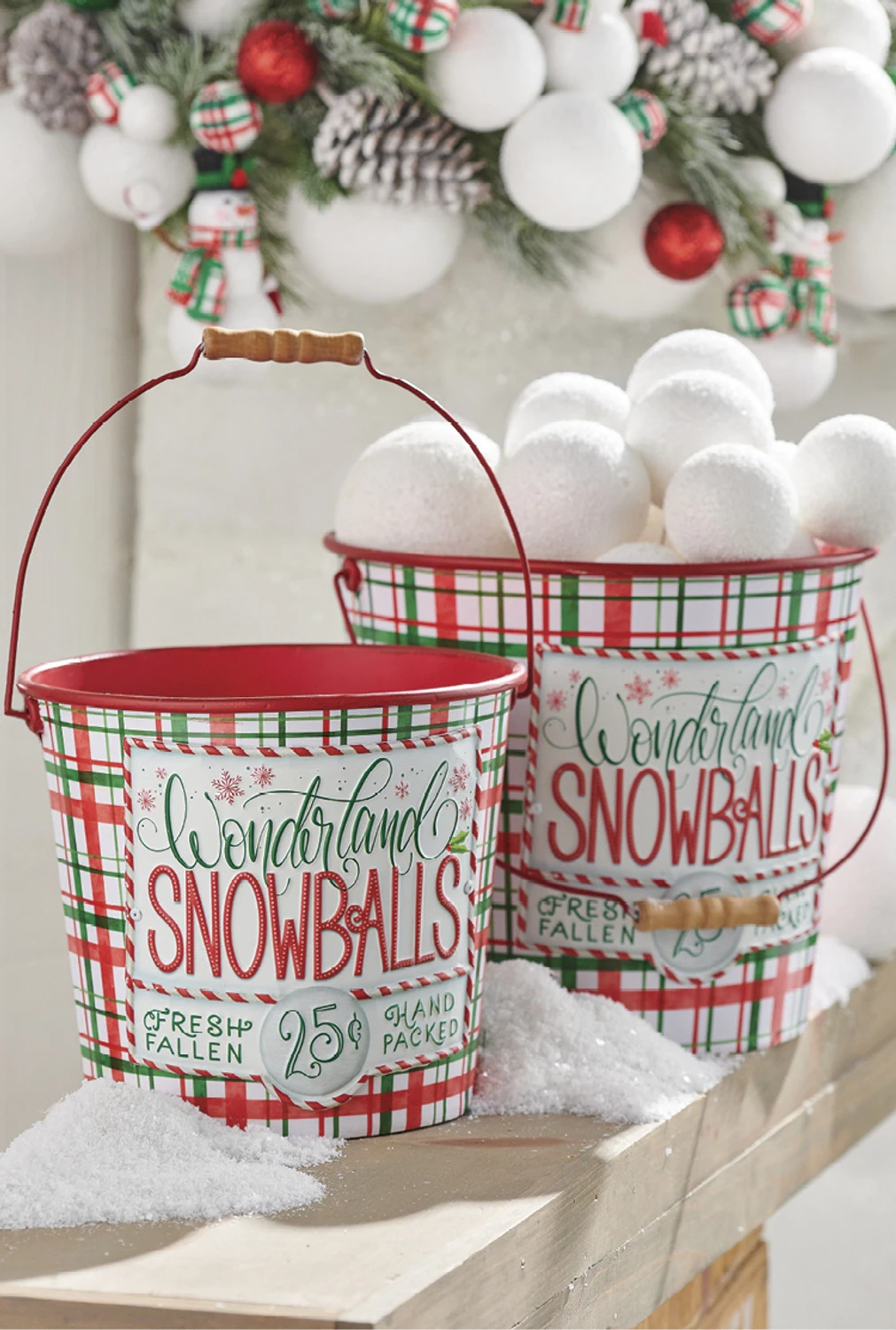 Raz Set Of 2 Wonderland Snowballs Bucket Christmas Decoration 4212309 3 Raz Set Of 2 Wonderland Snowballs Bucket Christmas Decoration 4212309