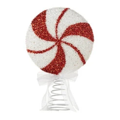 Raz 12" Peppermint Christmas Tree Topper 4216233 -The Jelly Christmas Shop 4216233a 35333.1648737783