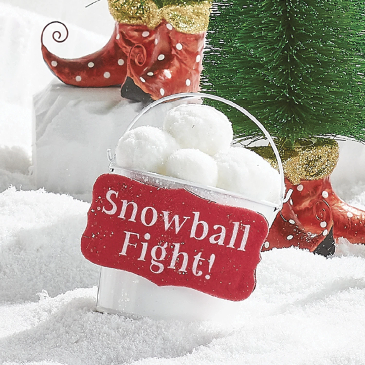 Raz 6.5" Snowball Fight Bucket Christmas Ornament 4216350 3 Raz 6.5" Snowball Fight Bucket Christmas Ornament 4216350