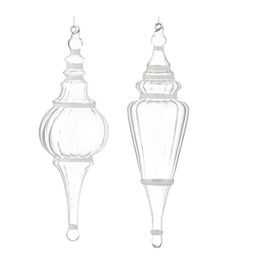 Raz 15.5" Large Clear Finial With Glitter Glass Christmas Ornament 4224530 - Image 3