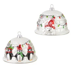 Raz 4" Penguin Or Polar Bear Igloo Glass Christmas Ornament 4252857 -The Jelly Christmas Shop 4252857 1 55905.1650306197