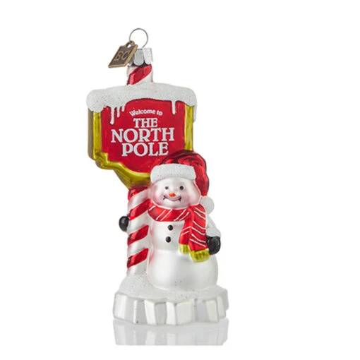 Raz Eric Cortina 5.5" The North Pole Glass Christmas Ornament 4253119 - Image 2