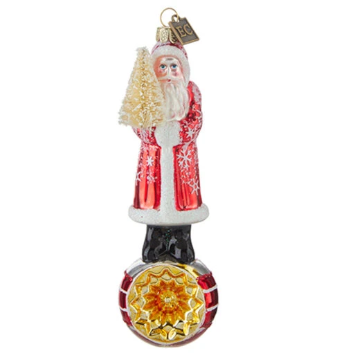 Raz Eric Cortina 6.5" Elegant Snowflake Santa With Reflector Glass Christmas Ornament 4253162 - Image 2
