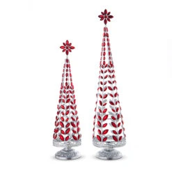 Raz Red Jeweled Tree With Silver Glitter Set Of 2 4313507 5 Raz Red Jeweled Tree With Silver Glitter Set Of 2 4313507 -The Jelly Christmas Shop 4313507 1 51961.1682454582