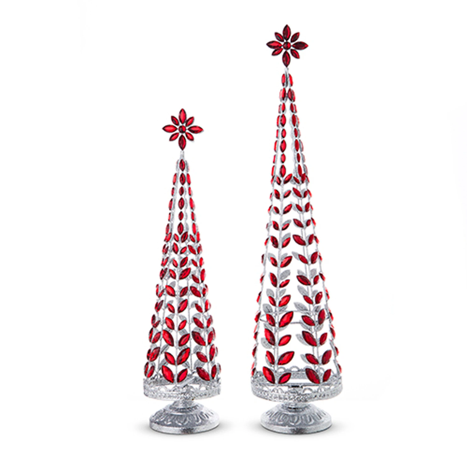 Raz Red Jeweled Tree With Silver Glitter Set Of 2 4313507 4 Raz Red Jeweled Tree With Silver Glitter Set Of 2 4313507 - Image 2