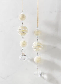 Raz 7.5" Set Of 2 Pearl Drop Christmas Ornament 4316084