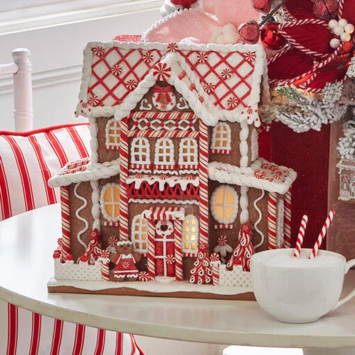 Raz 13" Large Lighted Gingerbread Christmas House 4316276