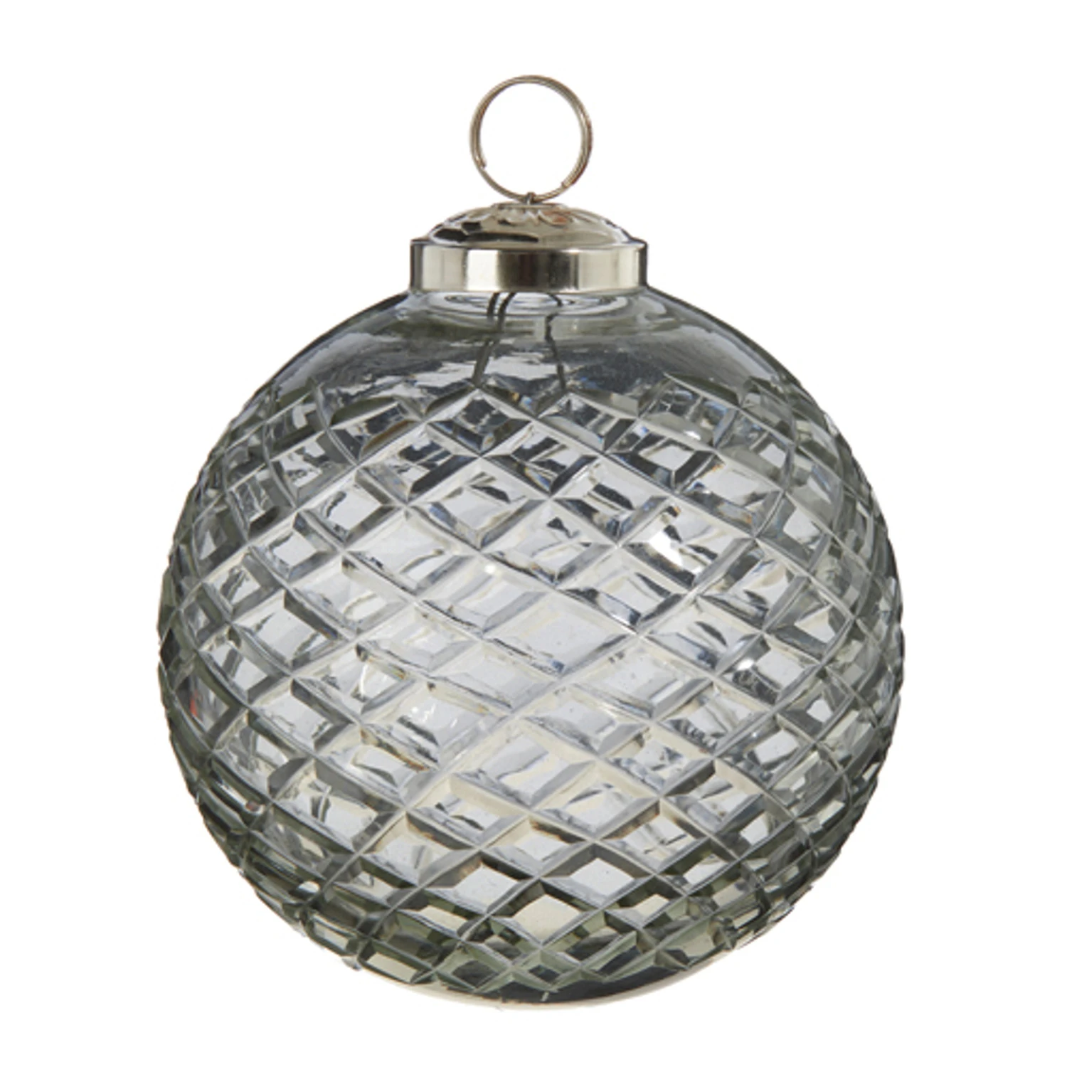 Raz 4" Or 5" Clear Diamond Cut Ball Glass Christmas Ornament 4 Raz 4" Or 5" Clear Diamond Cut Ball Glass Christmas Ornament - Image 2