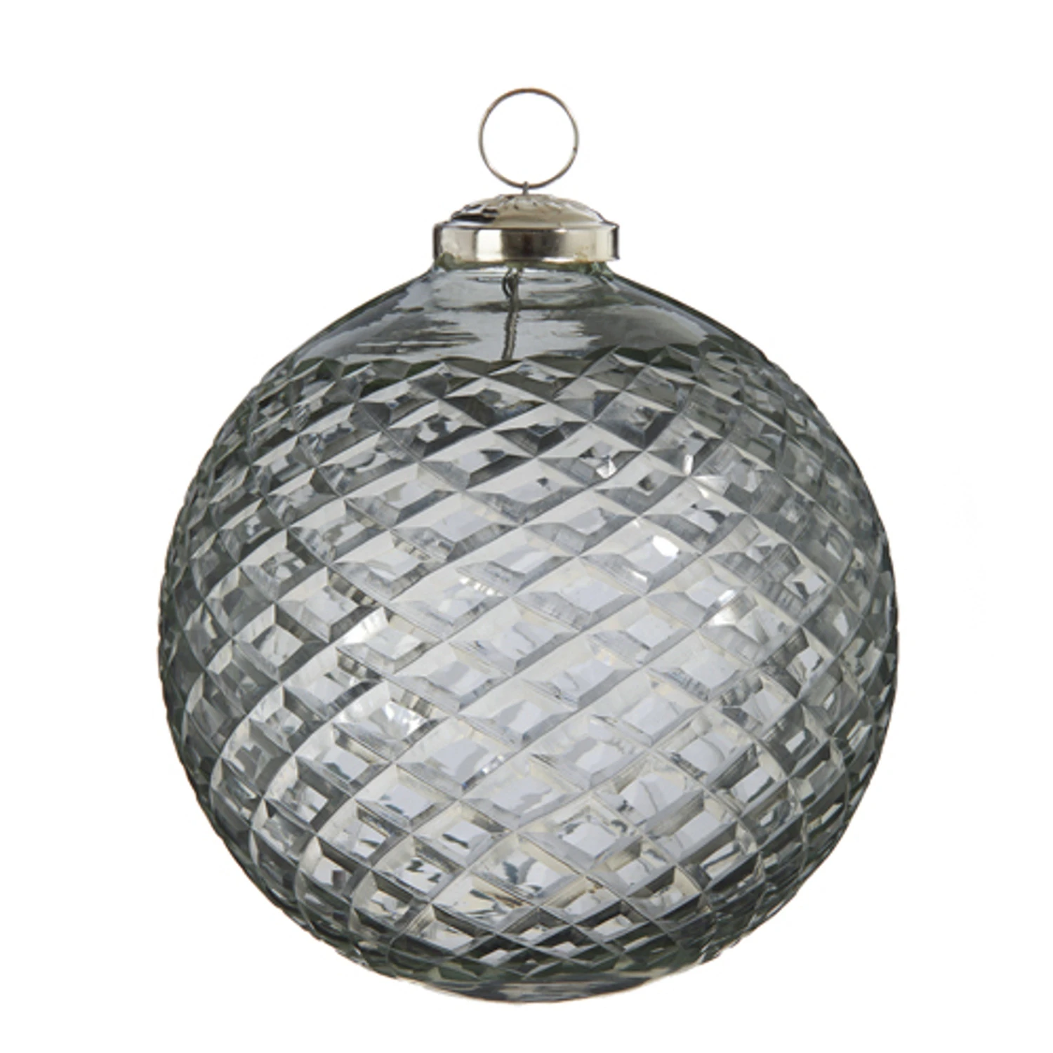 Raz 4" Or 5" Clear Diamond Cut Ball Glass Christmas Ornament 5 Raz 4" Or 5" Clear Diamond Cut Ball Glass Christmas Ornament - Image 3