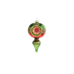 Raz 5" Green And Red Finial Reflector Glass Christmas Ornament 4320017 -The Jelly Christmas Shop 4320017b 58378.1683665590