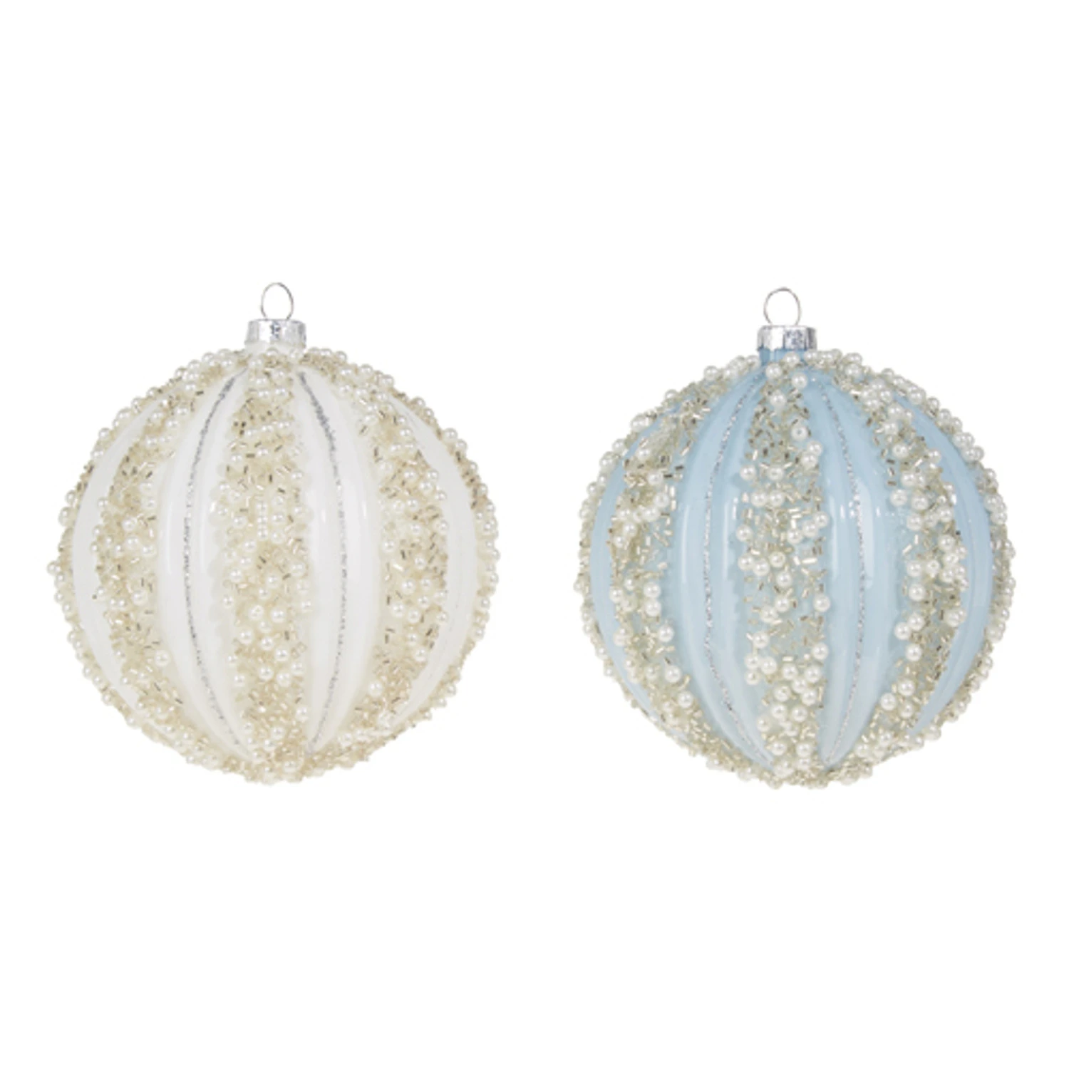 Raz 4" Pearl Beaded Glass Ball Christmas Ornament 4320039 4 Raz 4" Pearl Beaded Glass Ball Christmas Ornament 4320039 - Image 2