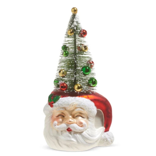 Raz 7" Santa Bottle Brush Tree Glass Christmas Ornament 4320895 - Image 2