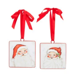 Raz 4" Set Of 2 Santa Face Disc Christmas Ornament 4321321 -The Jelly Christmas Shop 4321321 1 70303.1690833292