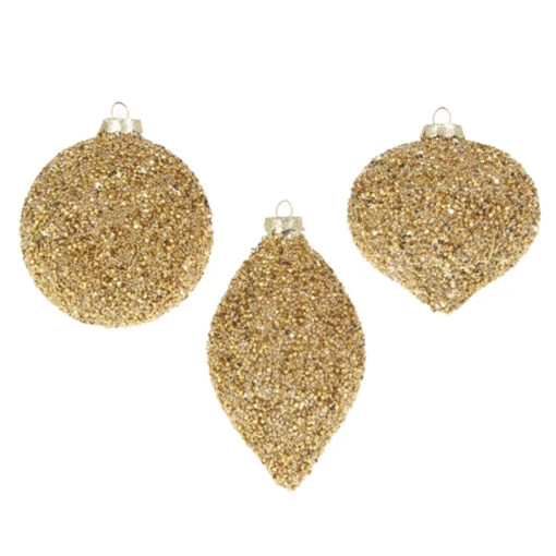 Raz 4" Gold Beaded Glass Christmas Ornament 4322807 - Image 2