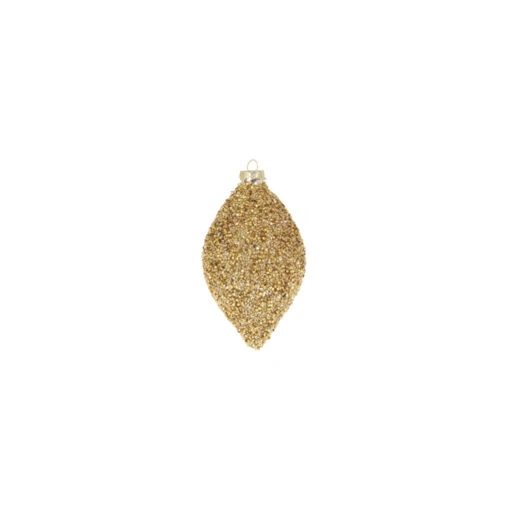 Raz 4" Gold Beaded Glass Christmas Ornament 4322807 - Image 4