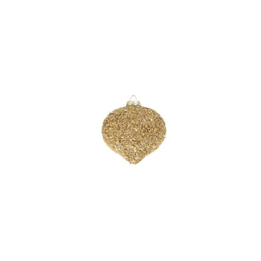 Raz 4" Gold Beaded Glass Christmas Ornament 4322807 - Image 5