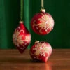 Raz 4" Red And Gold Holly Glass Christmas Ornament 4322839 -The Jelly Christmas Shop 4322839 33116.1684247100