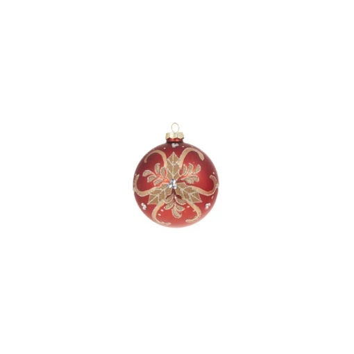 Raz 4" Red And Gold Holly Glass Christmas Ornament 4322839 - Image 3