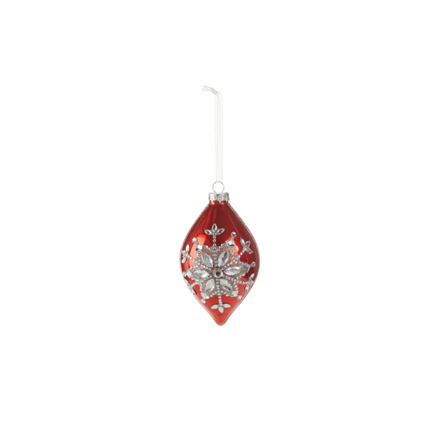 Raz 4" Red Jeweled Snowflake Glass Christmas Ornament 4324540 6 Raz 4" Red Jeweled Snowflake Glass Christmas Ornament 4324540 - Image 4