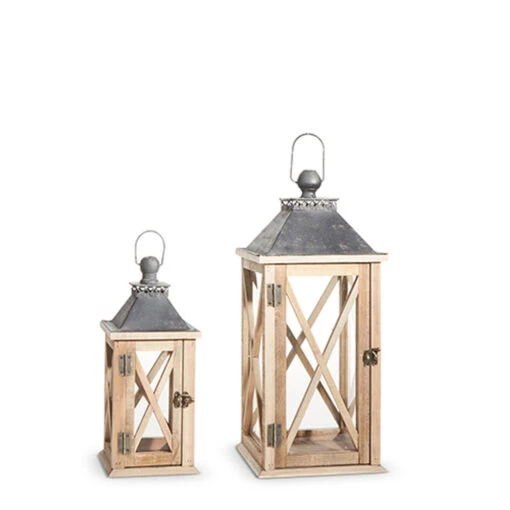 Raz Set Of 2 Wood And Metal Christmas Lantern 4337902 - Image 2