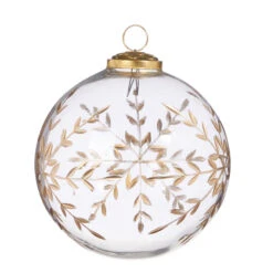 Raz 4" Or 5" Gold Etched Snowflake Ball Glass Christmas Ornament -The Jelly Christmas Shop 4338343 90549.1685042070