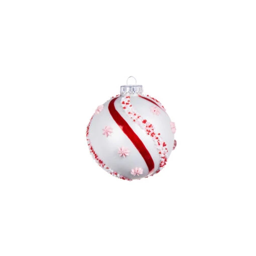 Raz 4.5" Beaded Peppermint And Pink Glass Christmas Ornament 4352874 - Image 3