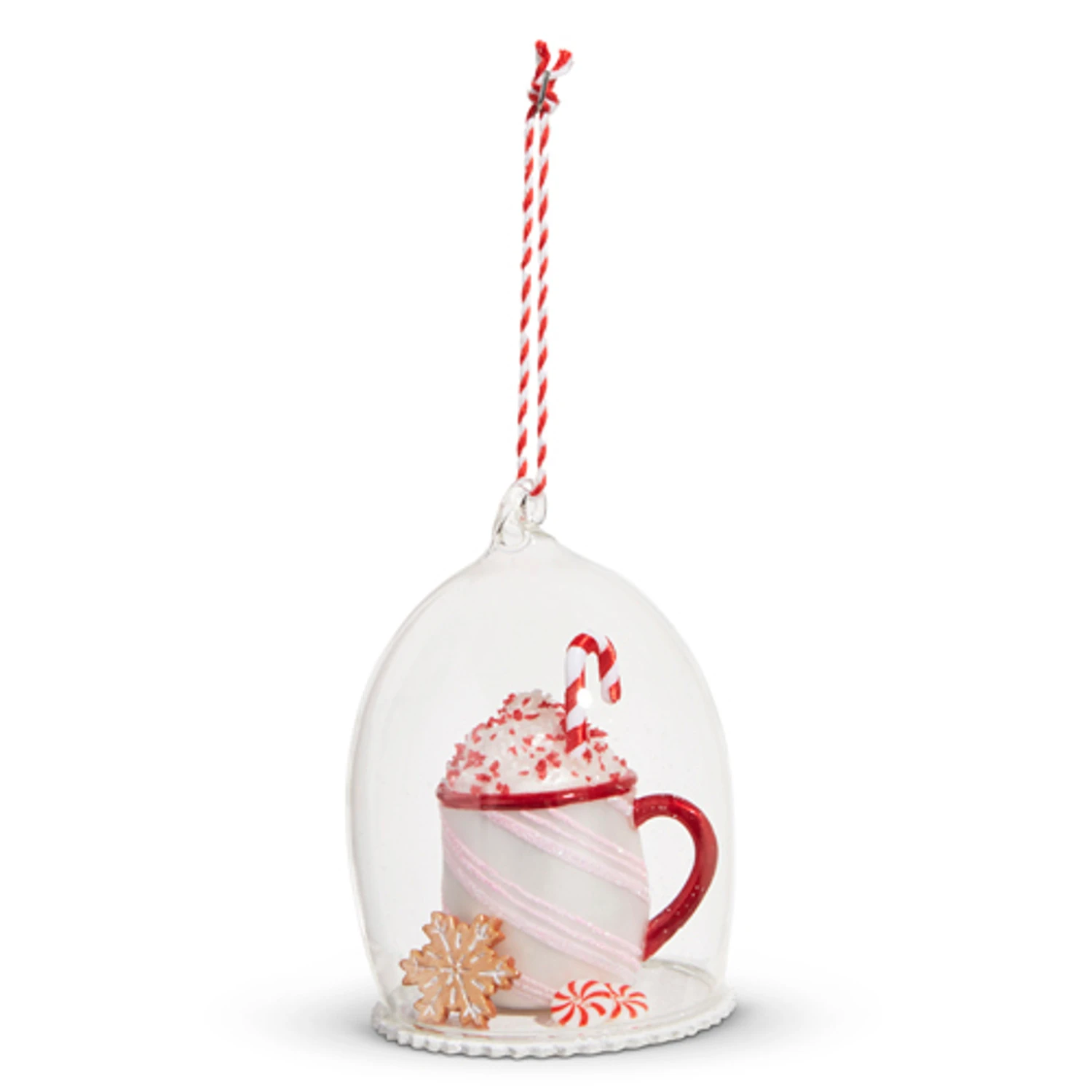 Raz 4" Peppermint Drink Cloche Glass Christmas Ornament 4352877 3 Raz 4" Peppermint Drink Cloche Glass Christmas Ornament 4352877