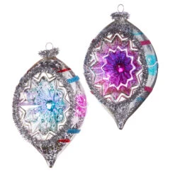 Raz 5.5" Vintage Blue, Purple And Pink Striped Reflector Glass Ornament 4352881 -The Jelly Christmas Shop 4352881 1 78280.1691007262