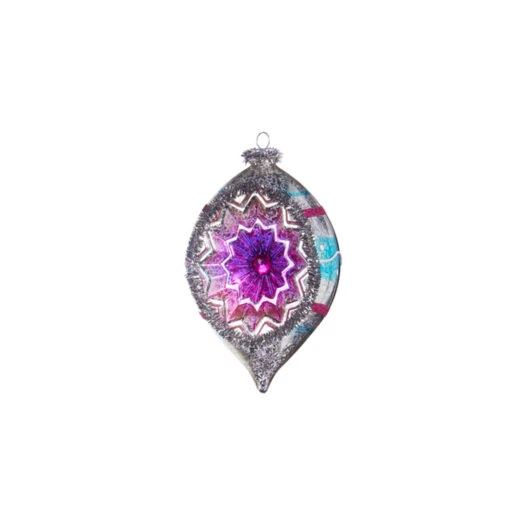 Raz 5.5" Vintage Blue, Purple And Pink Striped Reflector Glass Ornament 4352881 - Image 4