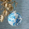 Raz 5" Vintage Blue Floral Delft Ball Glass Christmas Ornament 4352895 -The Jelly Christmas Shop 4352895 74792.1691008776