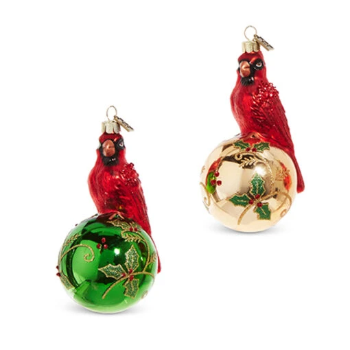 Raz Eric Cortina 5" Elegant Cardinal Glass Christmas Ornament 4353115 - Image 2