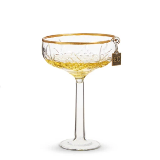 Raz Eric Cortina 4.5" Elegant Coupe Champagne Glass Christmas Ornament 4353121 - Image 2
