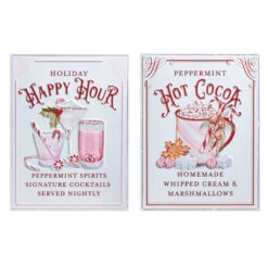 Raz 18" Holiday Refreshments Christmas Cocktails Or Hot Cocoa Metal Embossed Sign 4359013 -The Jelly Christmas Shop 4359013 96751.1691087466