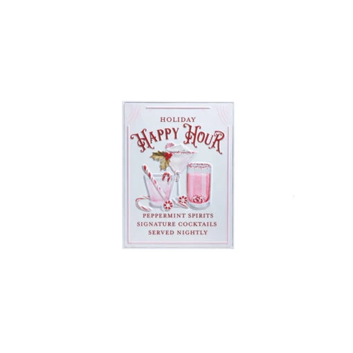 Raz 18" Holiday Refreshments Christmas Cocktails Or Hot Cocoa Metal Embossed Sign 4359013 - Image 3
