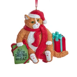 Kurt Adler 3.5" Fat Cat Christmas Ornament A2220 -The Jelly Christmas Shop A2220b 66868.1677084176