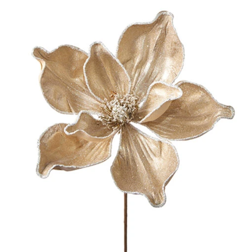 Raz 24" Iced Champagne Magnolia Stem Christmas Tree Spray F4206772 - Image 2