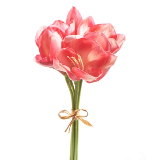 Raz 12.5" Real Touch Pink Amaryllis Bundle Christmas Tree Accessory F4302309 - Image 2