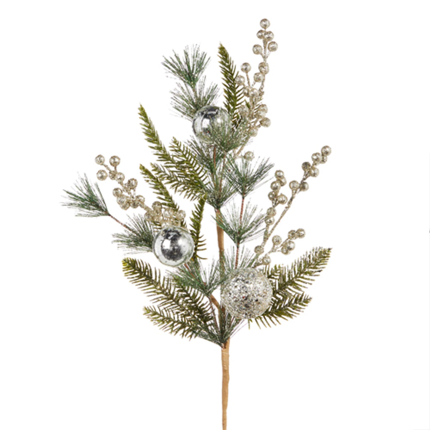 Raz 16" Or 27" Pine And Berry With Silver Ball Ornament Christmas Tree Spray 5 Raz 16" Or 27" Pine And Berry With Silver Ball Ornament Christmas Tree Spray - Image 3