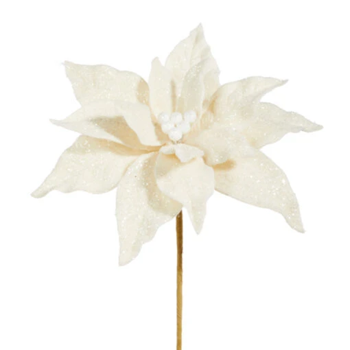 Raz 19.5" Glittered Poinsettia Christmas Stem F4306668 - Image 2