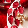 Raz 33.5" Red Beaded Leaf Christmas Tree Spray F4322788 -The Jelly Christmas Shop F4322788 18435.1686148829