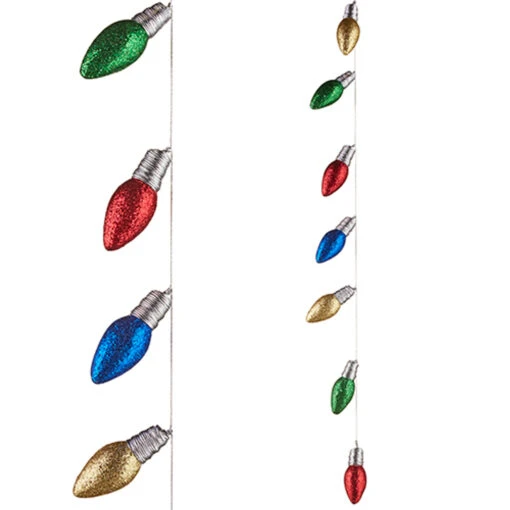 Raz 3' Light Bulb Christmas Garland G4206874 - Image 2