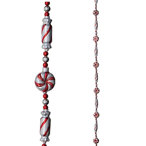 Raz Eric Cortina 3' Peppermint Candy Glass Christmas Tree Garland G4253136 - Image 2