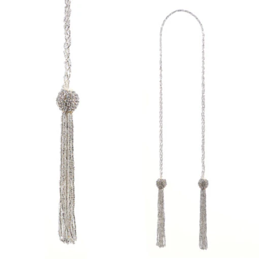 Raz 3' Silver Beaded Tassel Christmas Tree Garland G4327302 - Image 2