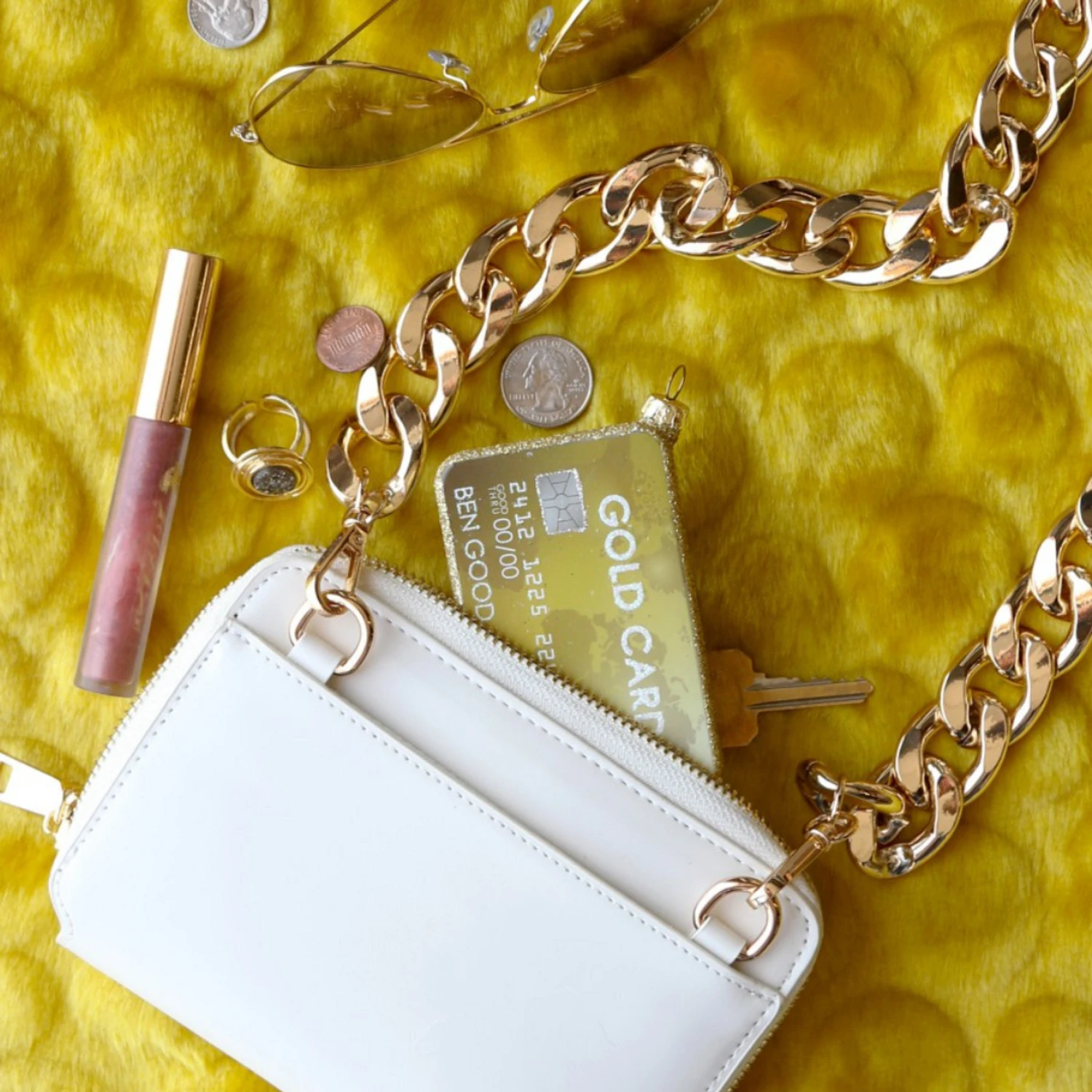 Cody Foster 3.75" Gold Card Glass Christmas OrnamentGO-9921 4 Cody Foster 3.75" Gold Card Glass Christmas OrnamentGO-9921 - Image 2